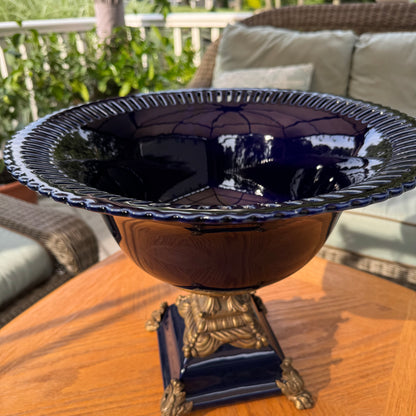 Live 09/01 porcelain bronze royal blue large compote