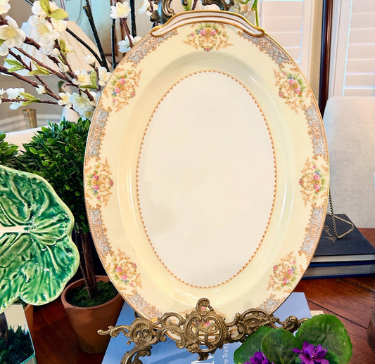 Stunning NORITAKE Occupied Japan Porcelain China oval platter with handles
