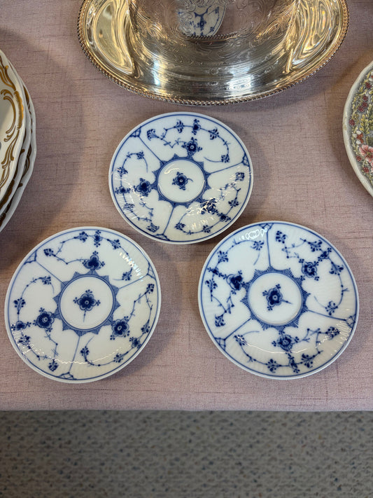 Beautiful Royal Copenhagen Blue Fluted Plain saucers set of 3!