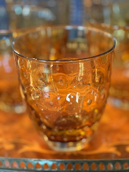 Set (12) Amber Bubble Glasses