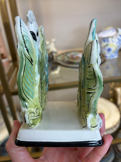 Beautiful Fitz and Floyd cockatoo napkin or letter holder!