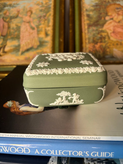 Wedgwood Jasperware Green square trinket box!