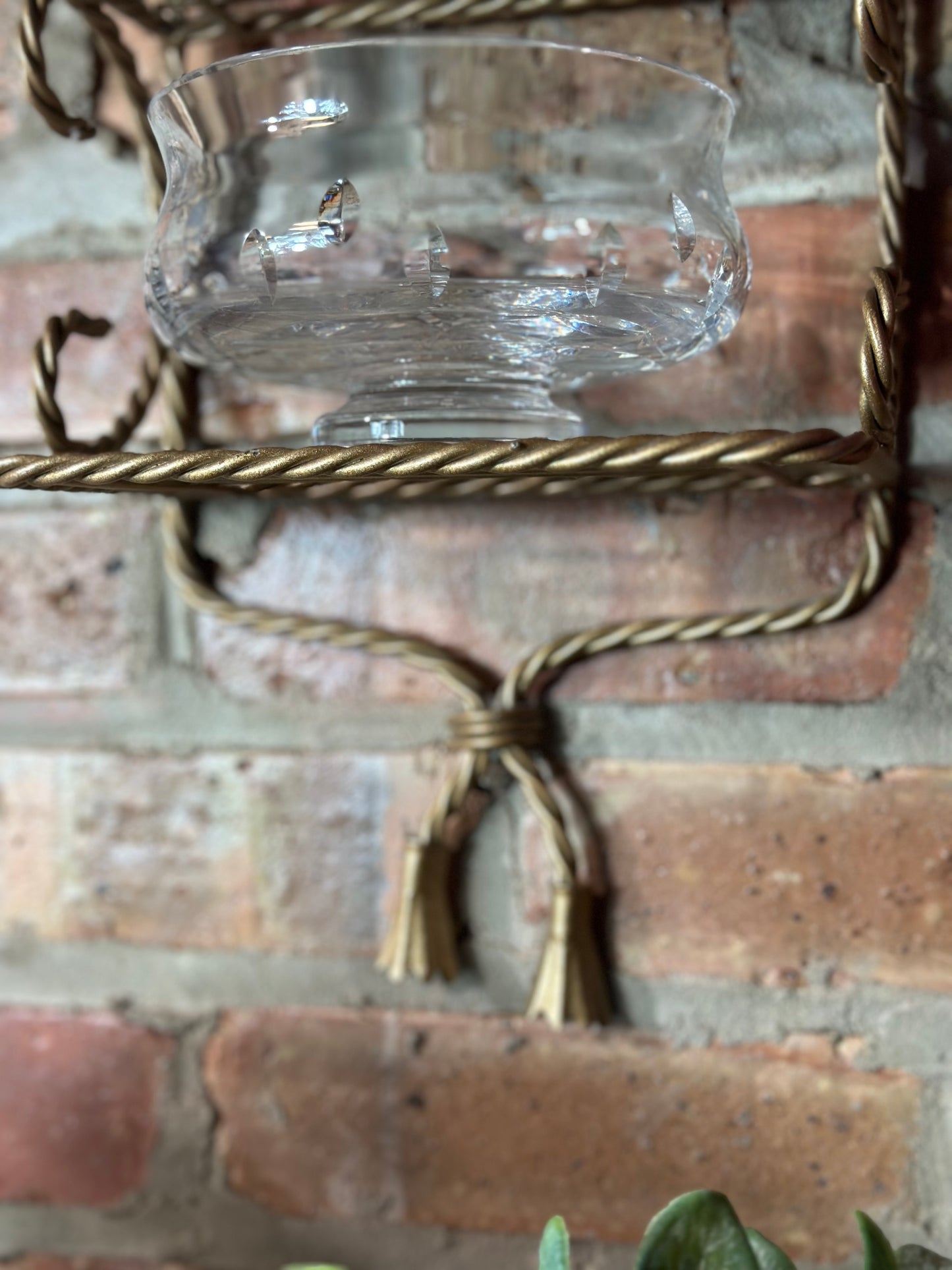 Darling Vintage Gold Metal Rope Shelf, 22" Long, 4" Deep - Pristine!