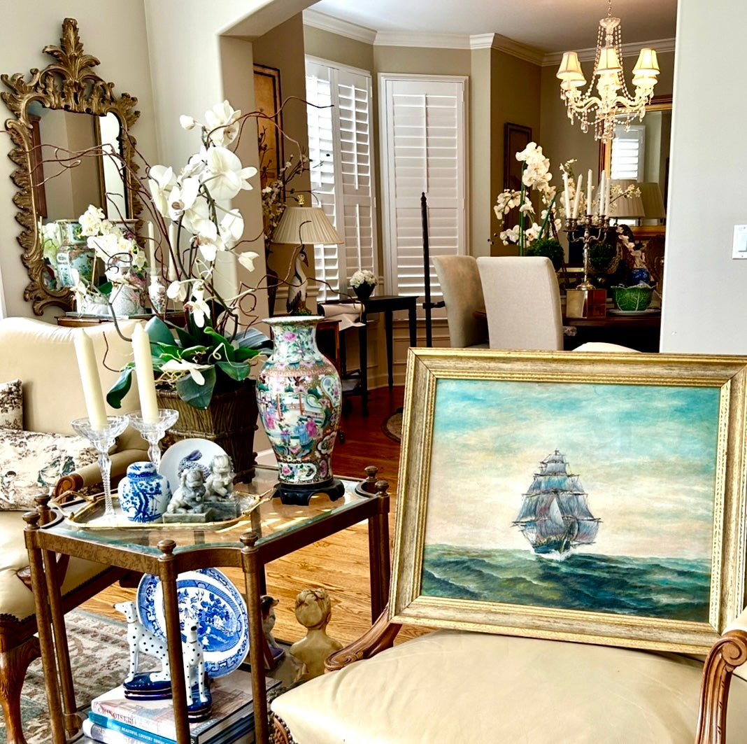 Bold & Beautiful coastal chic vintage tall ship sailing wall art 23.75" x 19.75