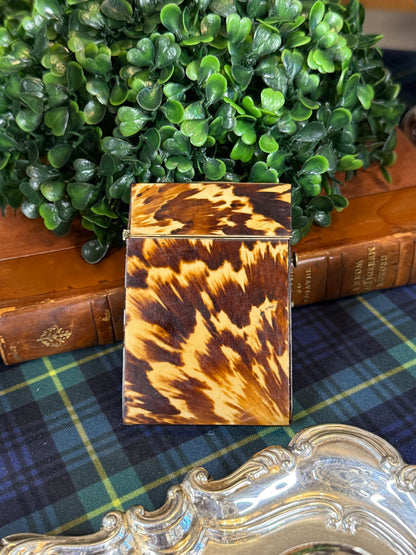 Antique Miniature Tortoiseshell Calling Card Case | Petite Victorian Card Case | 2” x 3”