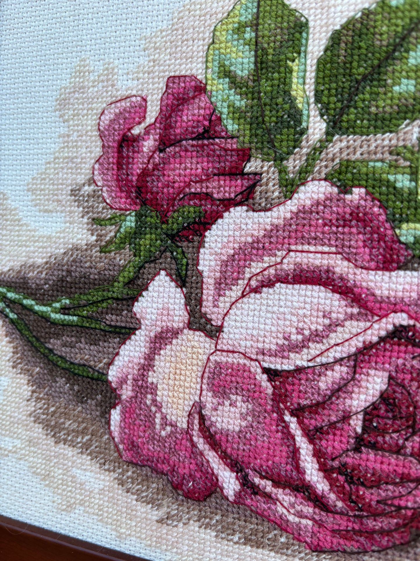 Beautiful framed roses cross-stitch!