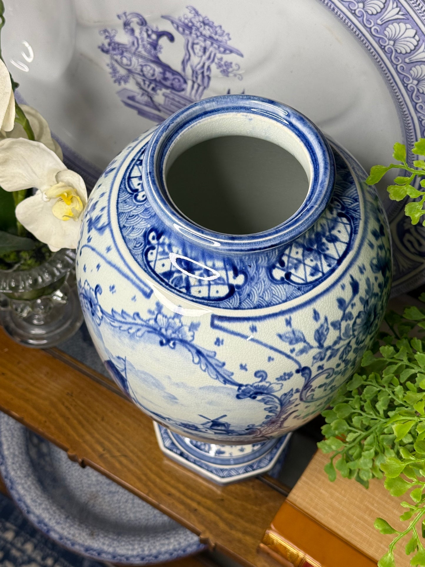 Antique Royal Bonn Tall Vase with Hand-Painted Ship Scene | c. 1910 | 14” | DA4418