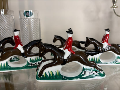 Beautiful equestrian hunt scene napkin rings set of 5! Two sets available; sold separately!
