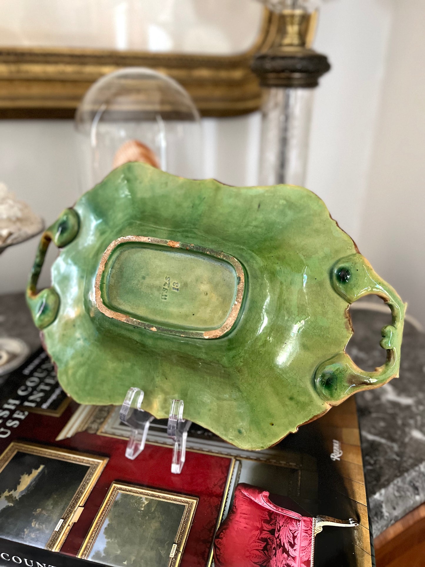 Live 08/18 A Romantic Antique Wilhelm Schiller & Son Majolica Figural Handled Tray, c.1880–1905
