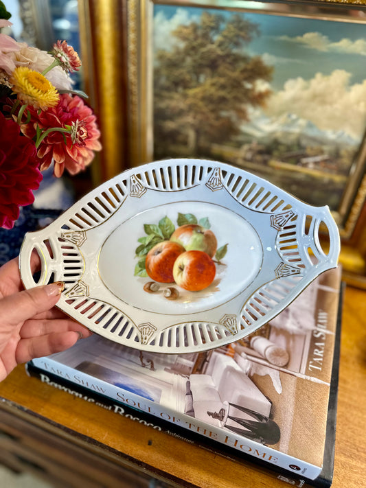 Vintage Reticulated Porcelain Bowl Dish, Made in Germany, 10.5”