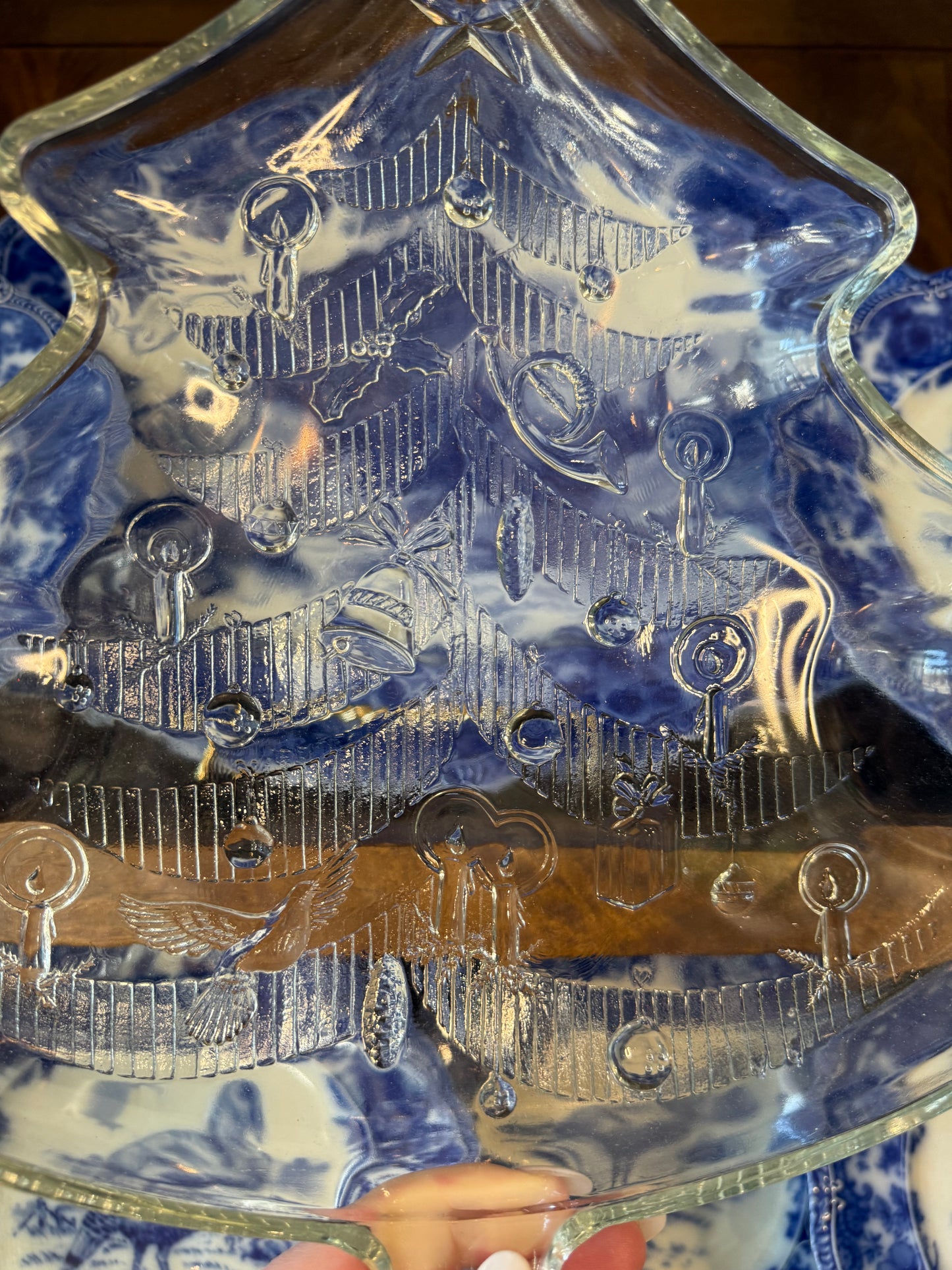 Vintage 14x12" Indiana Glass Christmas Tree Serving Tray