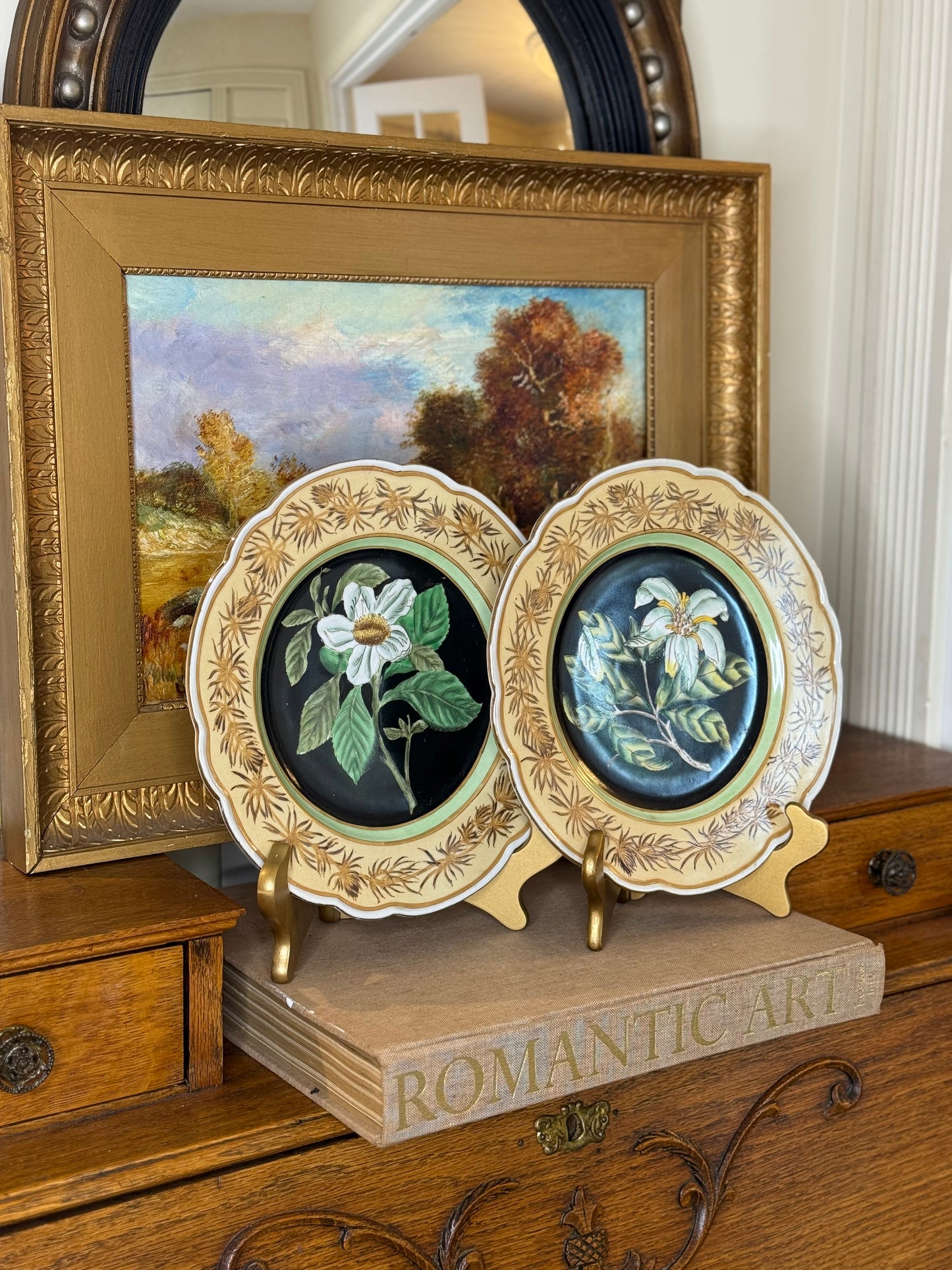 Danny’s Fine Porcelain - Hand-Painted Botanical Porcelain Plate Pair