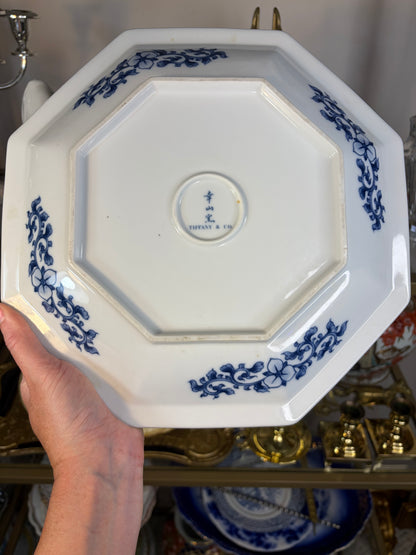 Beautiful Tiffany & Co. blue and white octagon bird platter!