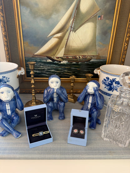 Vintage Gold-Plated Wedgewood Blue Jasperware Tie Clip - Pristine!