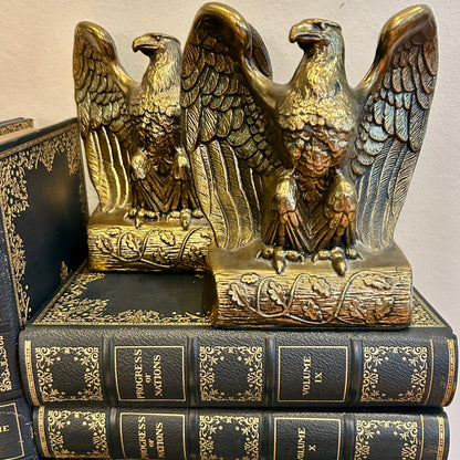 pair of handsome & heavy brass federalist eagle bookends