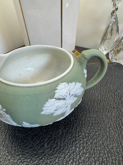 Wedgwood antique creamer sage green jasperware