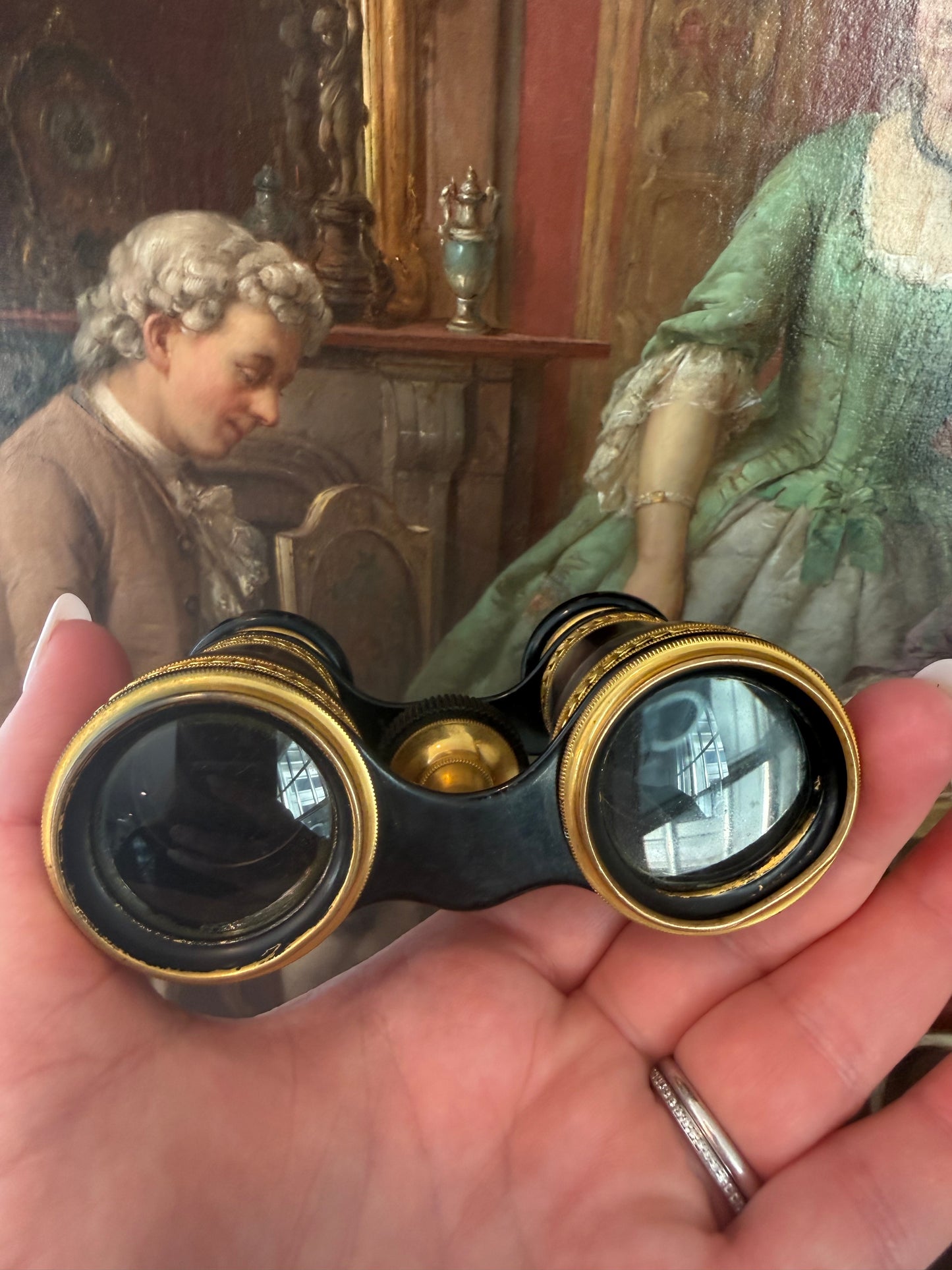 Antique Grey Mother of Pearl Lemaire Paris Opera Glasses