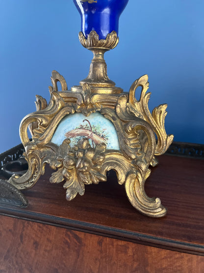 Stunning Pair Of 19th C French Sevres Style Porcelain Gilded 4 Arm Candelabra - Repaired Priced Accordingly Display Beautifully