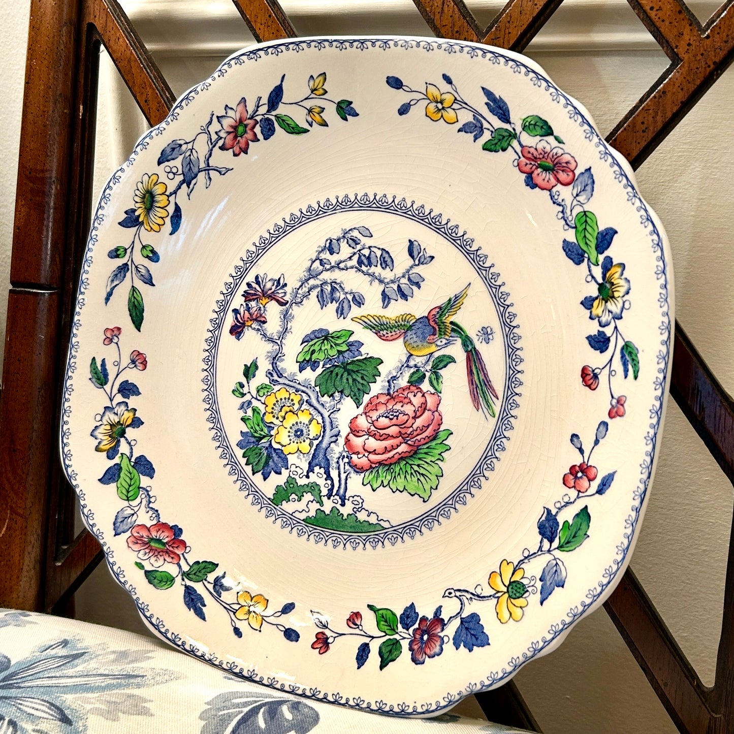 Vintage WEDGWOOD “Davenport ” porcelain large round platter charger plate 12 d