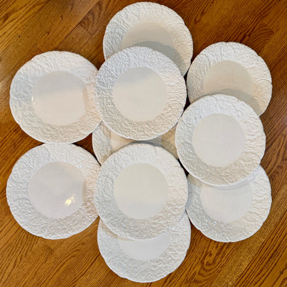Vintage Bordallo Pinheiro White Cabbage Chargers | Set of 11 | Made in Portugal | 11.5"D