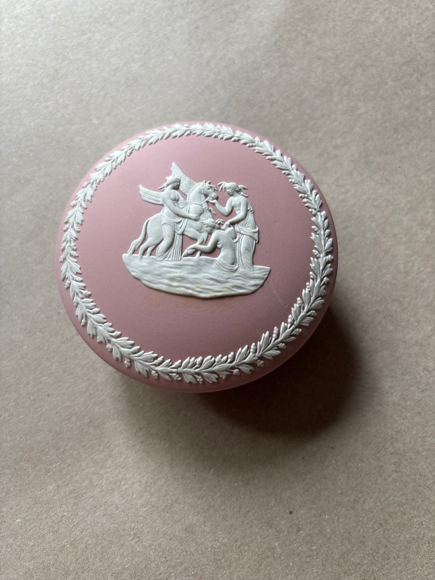 Cream pink Wedgwood round cupcake trinket box
