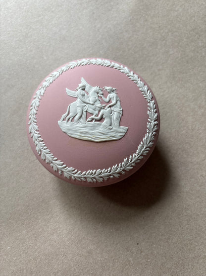 Cream pink Wedgwood round cupcake trinket box