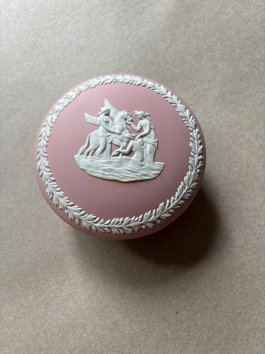 Cream pink Wedgwood round cupcake trinket box