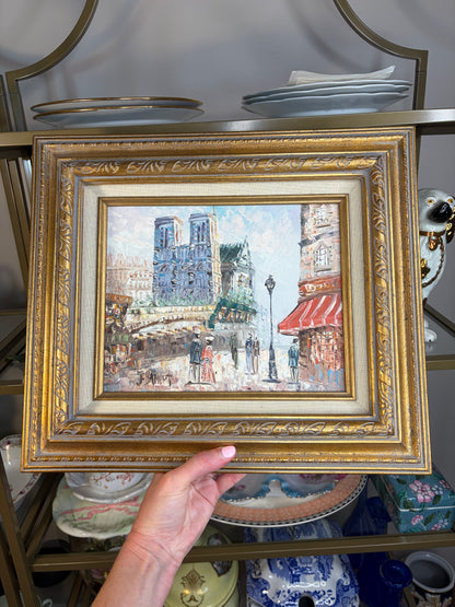 Gorgeous signed and framed Paris artwork featuring Notre Dame!