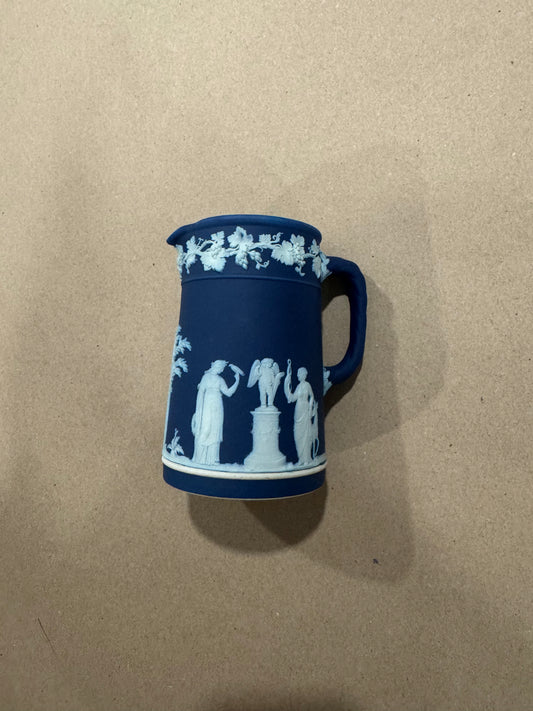 Reserved blue dipped antique pitcher