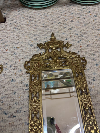 Stunning brass koi mirrored wall sconces pair!