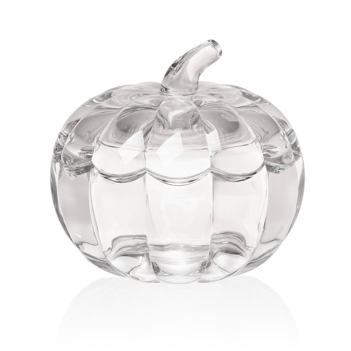 Faceted Crystal Pumpkin Covered Box | Clear Crystal | Fall & Thanksgiving Décor | 7.09” L × 7.09” W × 6.69” H