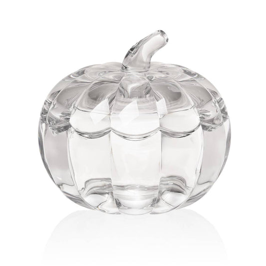 Faceted Crystal Pumpkin Covered Box | Clear Crystal | Fall & Thanksgiving Décor | 7.09” L × 7.09” W × 6.69” H