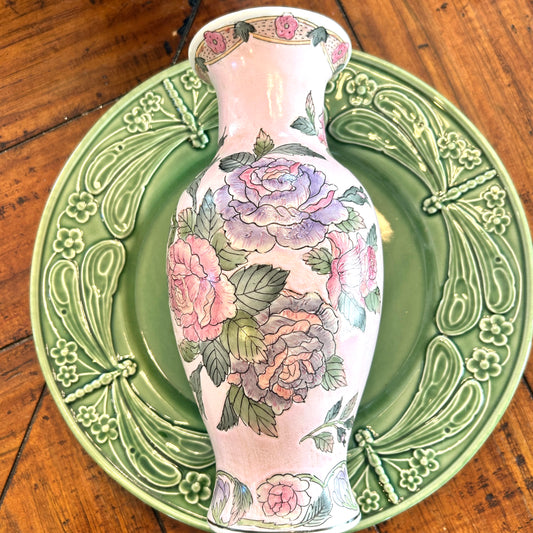 Chic vintage pink botanical floral vase