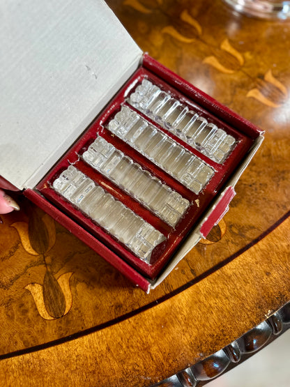 Vintage Crystal Knife Rests | Set of Four in Original Box