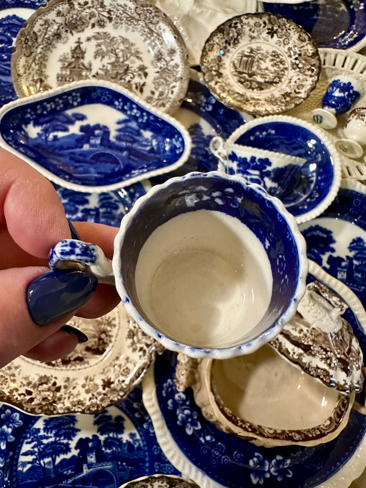 Early 20th Century Copeland Spode Tower Blue Demitasse Flat Cup