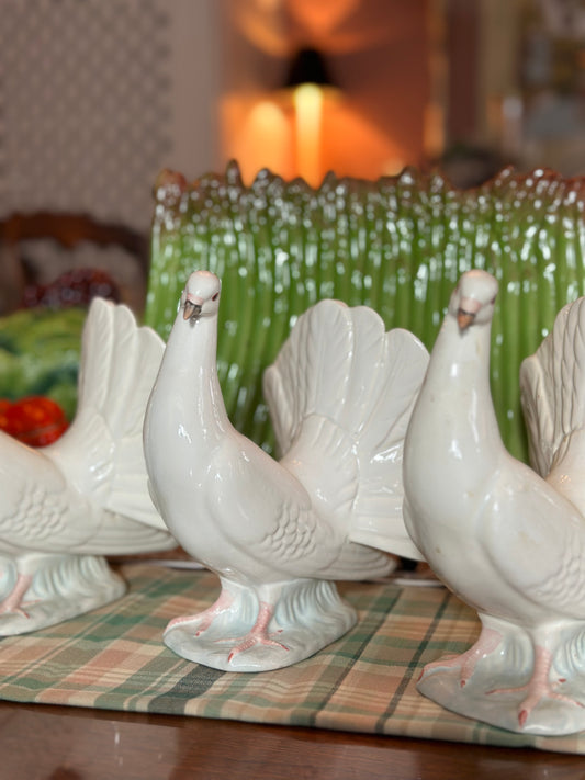 Vintage White Ceramic Partridge Figures (sold separate) 7x6" - Pristine!