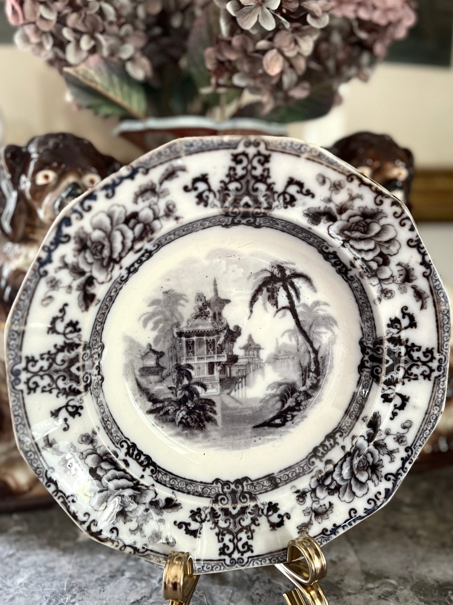 Live 06/29 Antique Davenport “Cypress” Mulberry Transferware Cabinet Plate 10 1/2”