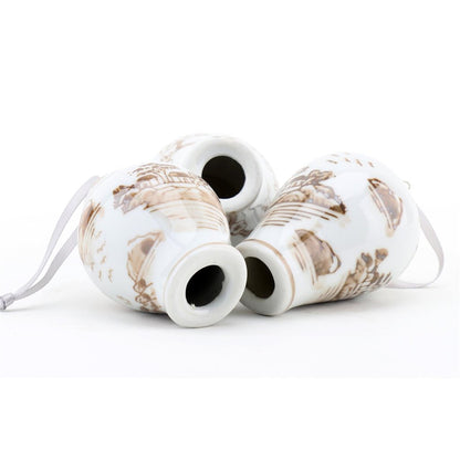 Danny’s Fine Porcelain (6) Beige & White Porcelain Ginger Jar Ornament Set, 2.5" Tall