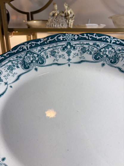 Stunning antique teal green large transferware platter!