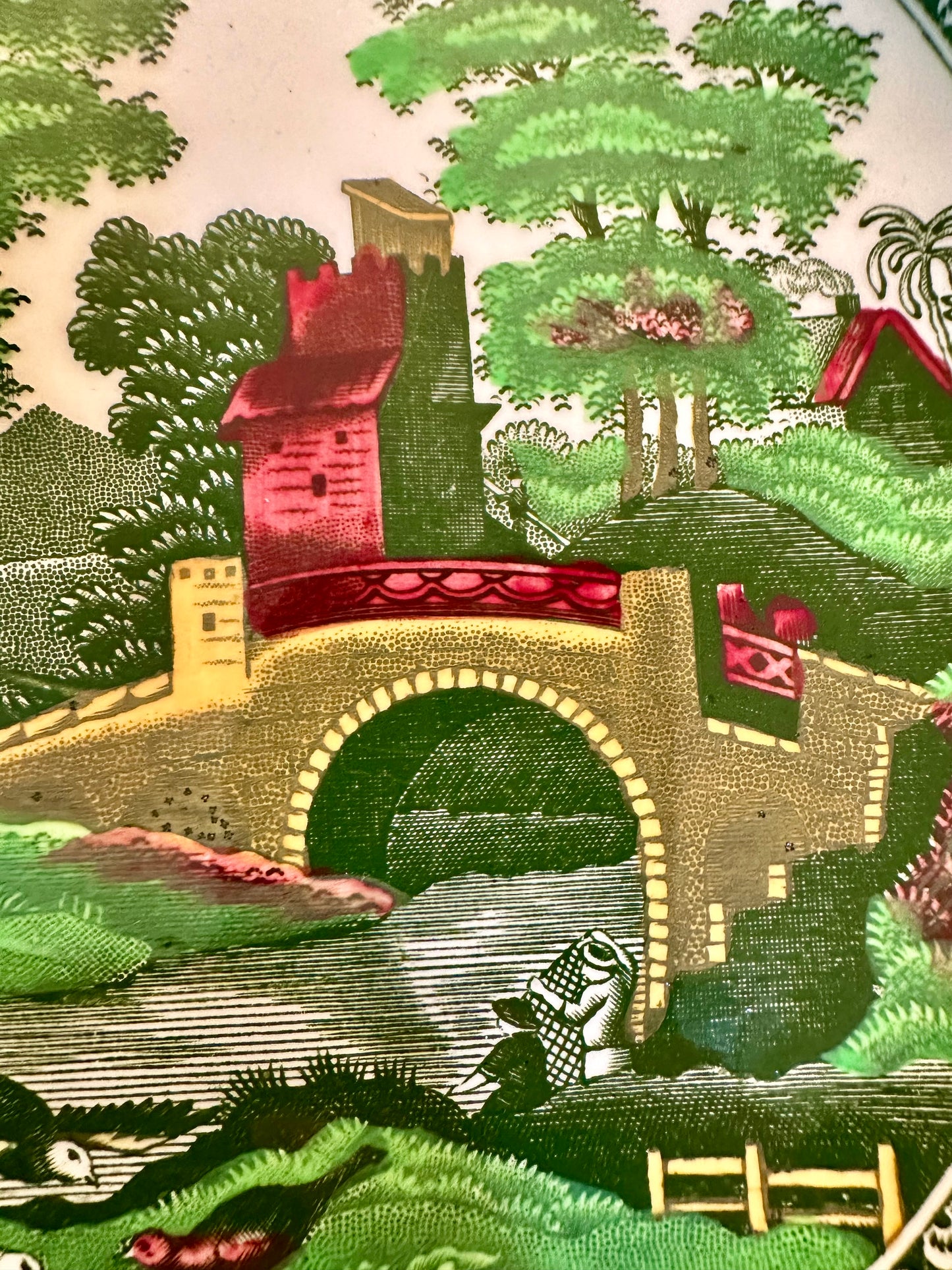 RARE Copeland Spode “Tower” Dinner Plate Green Multi-Color | Dated March 1928