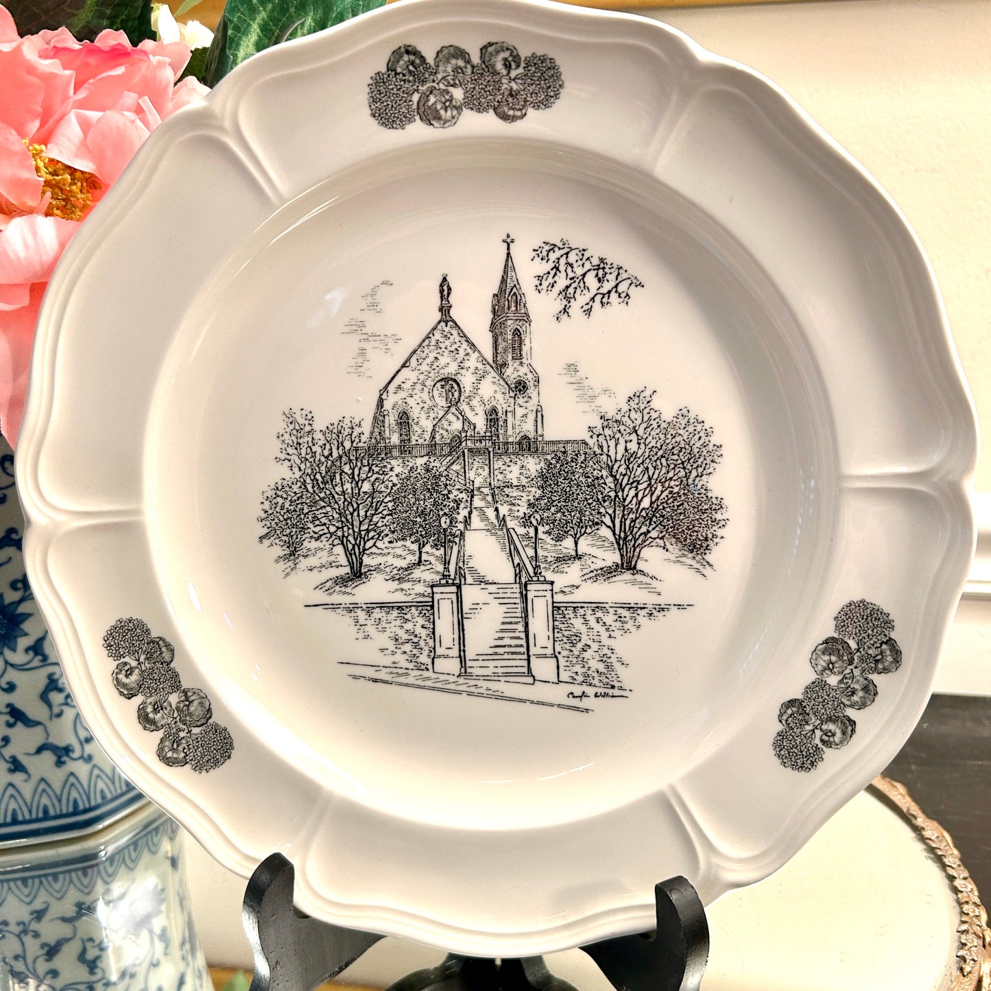 Gorgeous vintage plate in black  & white by Wedgwood