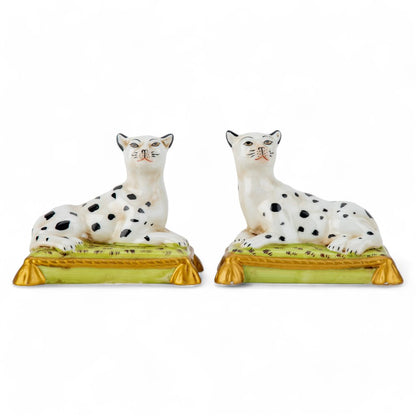 Danny's Fine Porcelain - White leopard bookend pair, 5x4x4