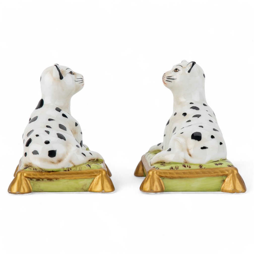 Danny's Fine Porcelain - White leopard bookend pair, 5x4x4