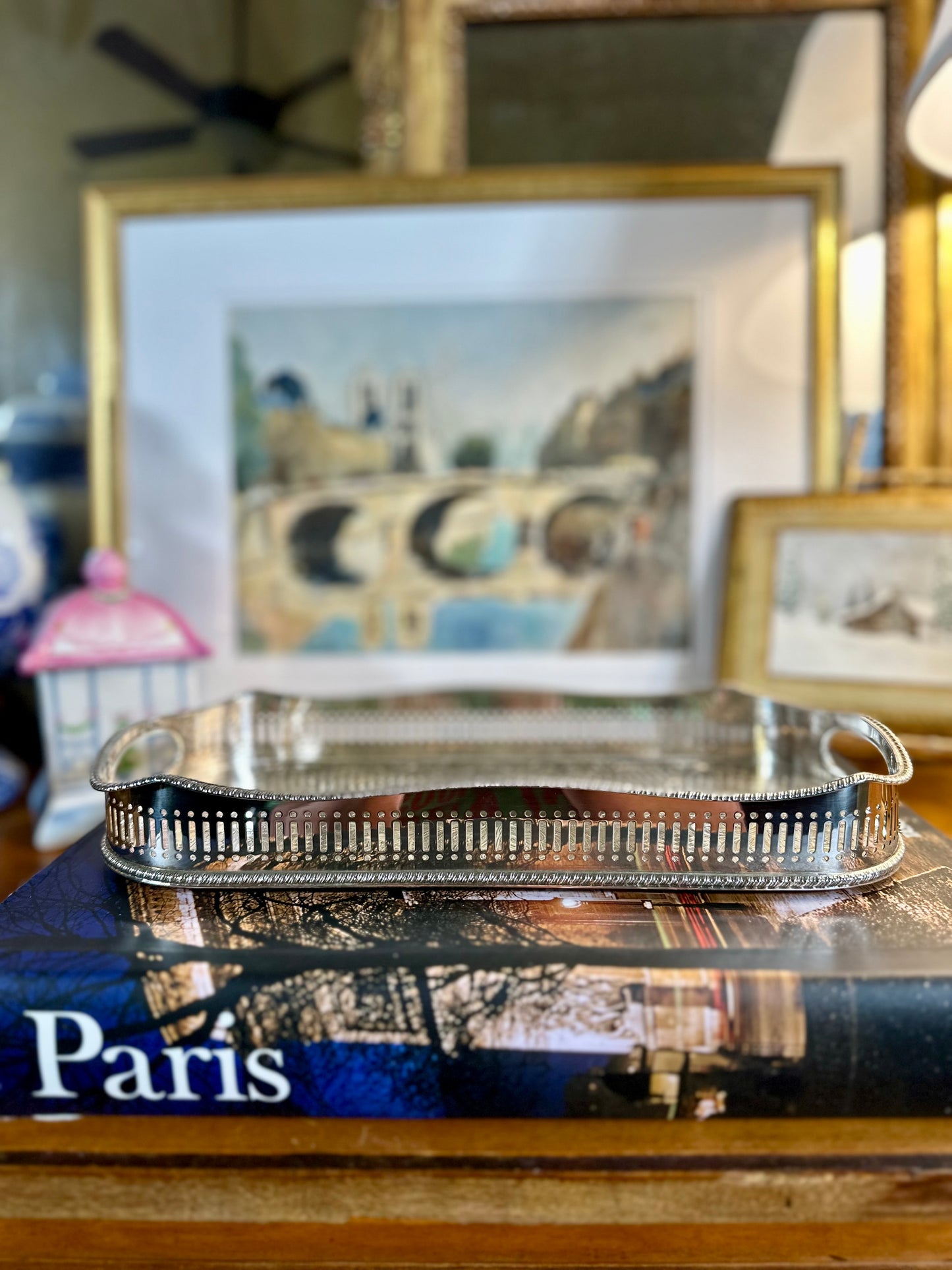 Sheffield Silver Plate on Copper Gallery Tray – England, 12"