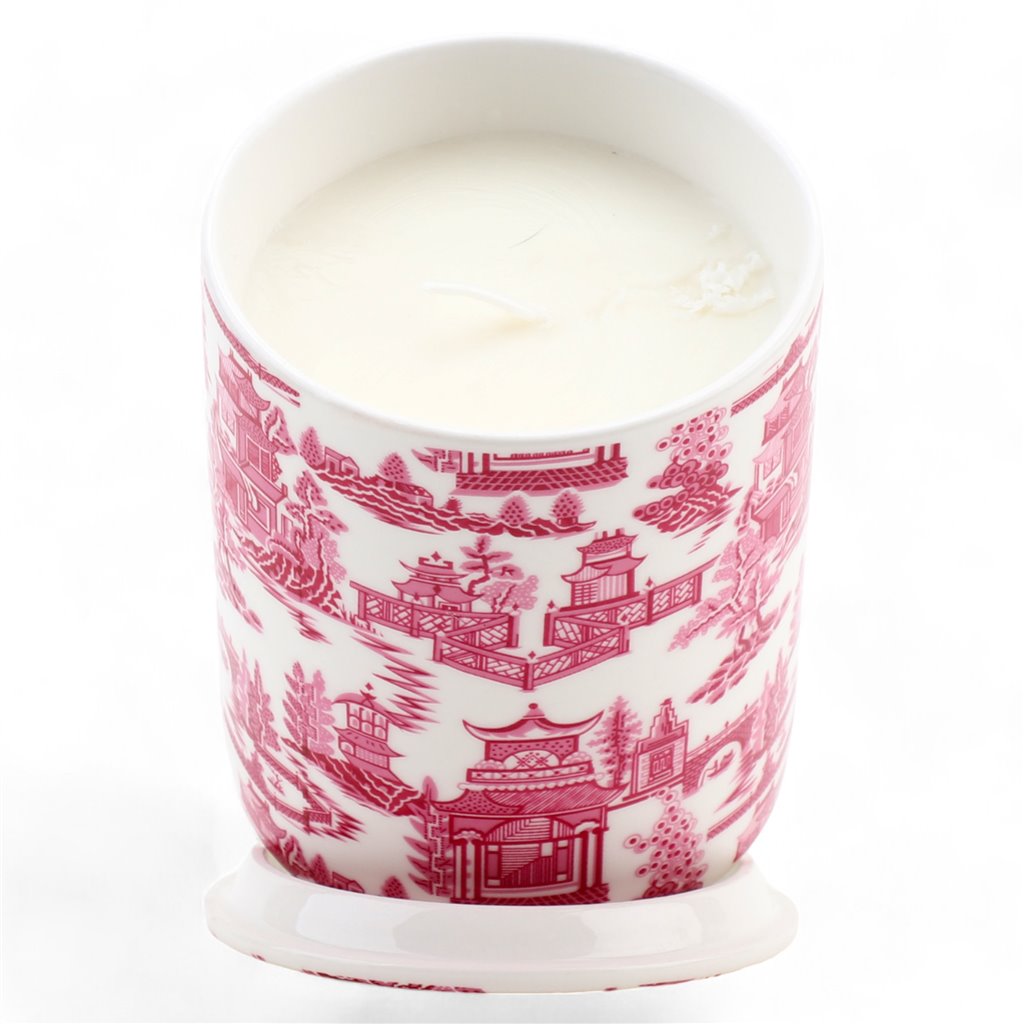Danny's Fine Porcelain - Pink & White Pagoda, 10 oz. Soy Wax Candle