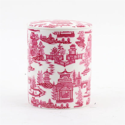 Danny's Fine Porcelain - Pink & White Pagoda, 10 oz. Soy Wax Candle