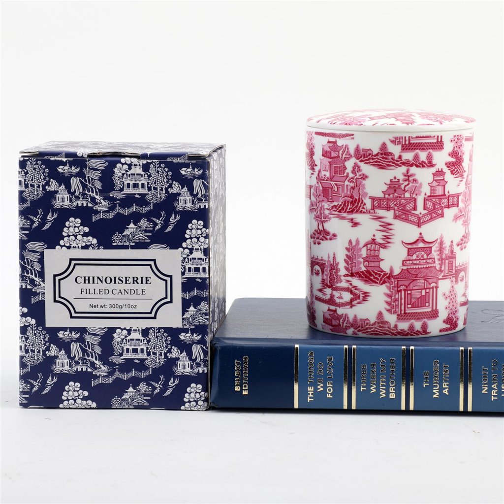 Danny's Fine Porcelain - Pink & White Pagoda, 10 oz. Soy Wax Candle