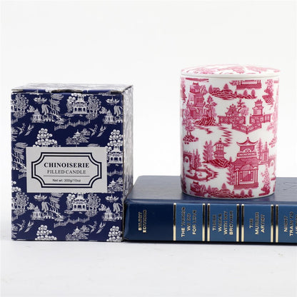 Danny's Fine Porcelain - Pink & White Pagoda, 10 oz. Soy Wax Candle