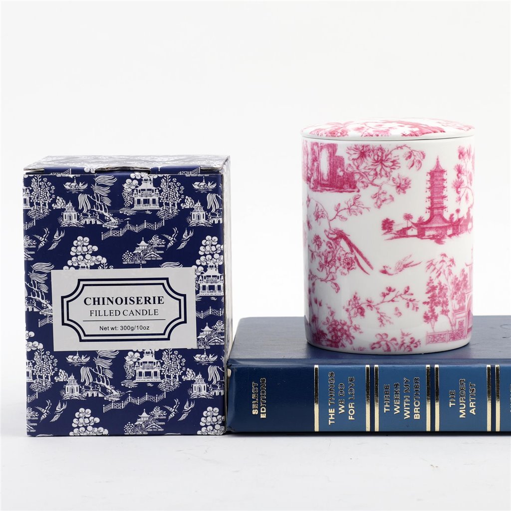 GIFT - Blue & White/Pink & White Willow Chinoiserie Candles, 3.5" Tall W/ Box