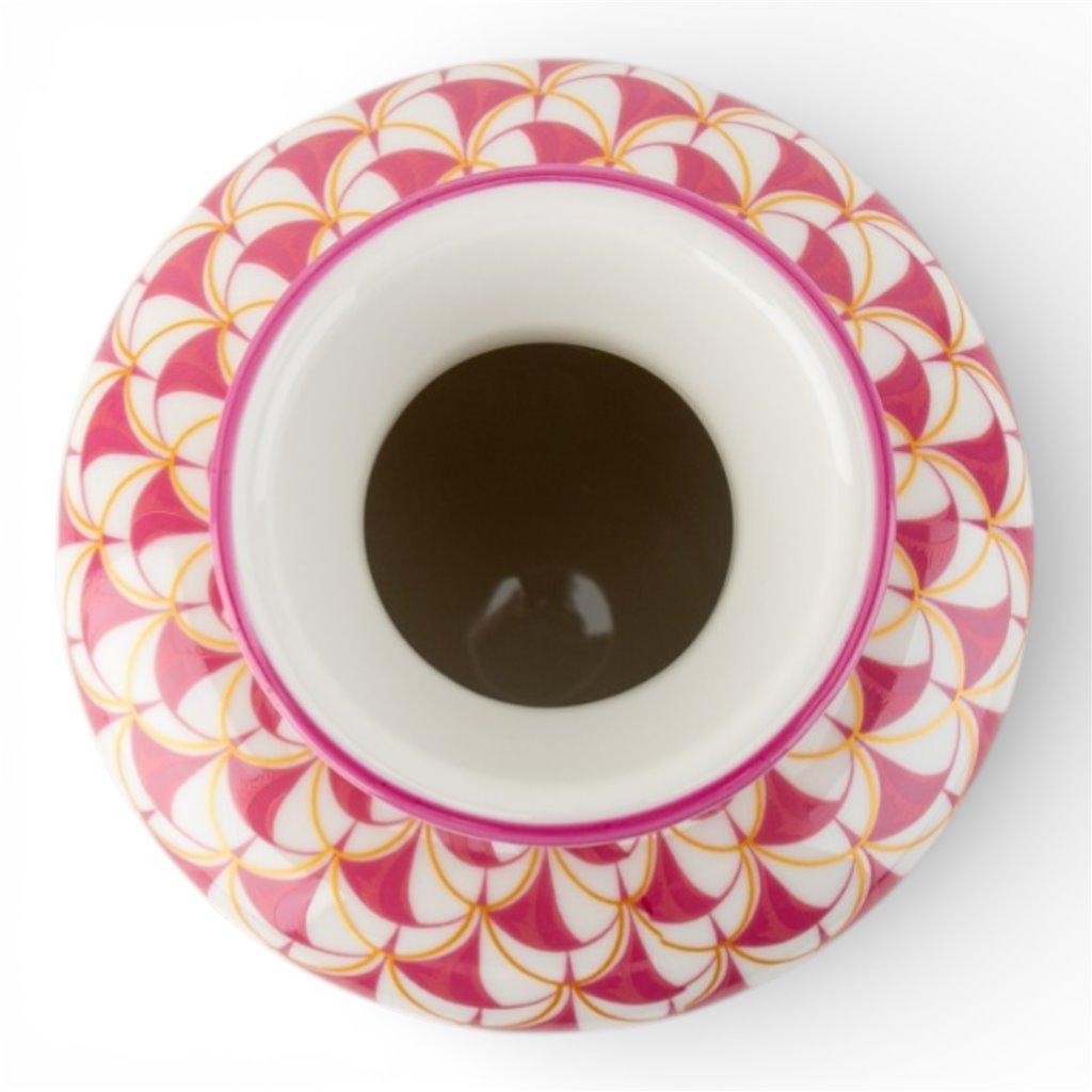 Danny's Fine Porcelain: Pink Fishnet Porcelain Tissue Box Cover – Round Hand-Painted Decorative Tissue Holder, 7” #41437